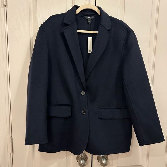 NWT Banana Republic Nelli Oversized Wool Double-Faced Blazer in Navy, Size M - Picture 4 of 15